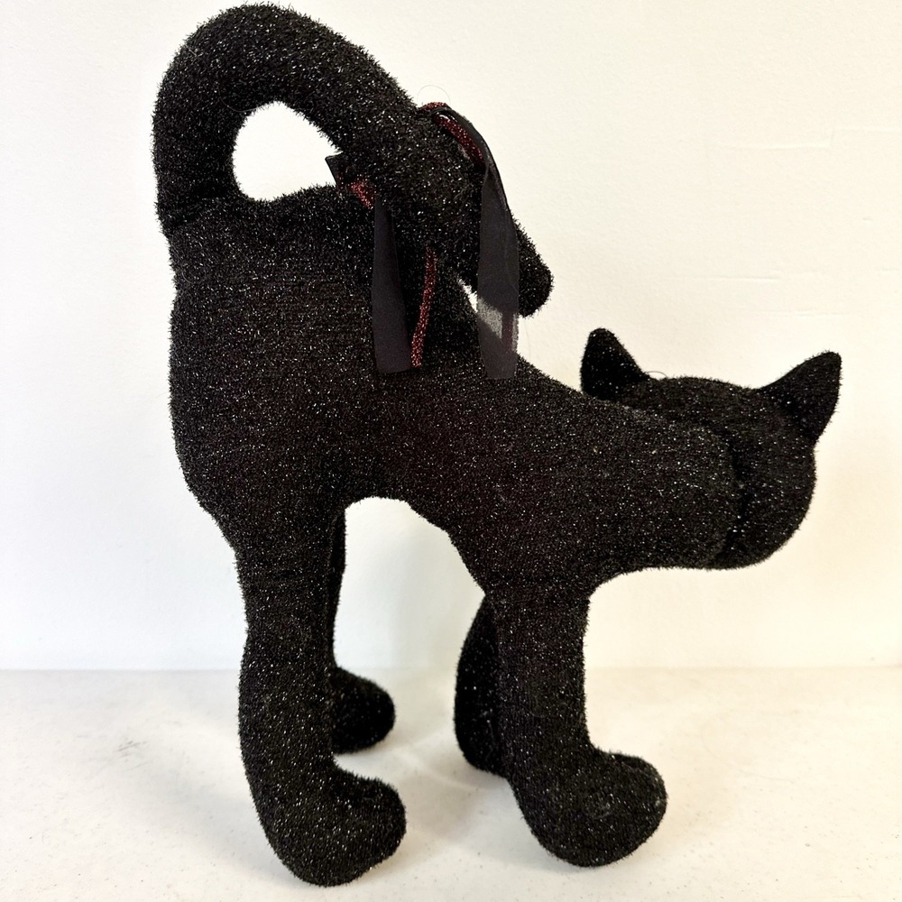 Kids of America 14.5" Black Halloween Cat Metallic Vintage 2000 Plush Toy - Picture 7 of 11
